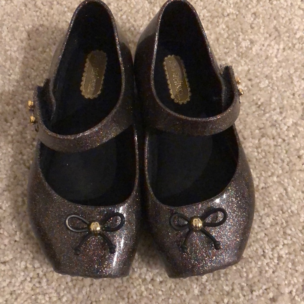 Mini Melissa Mary Jane ballet black glitter 7 US